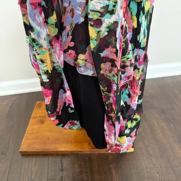 Vintage Jones Studio Dress Abstract Floral Tiered Drop Waist Art To Wear Black - Picture 6 of 10